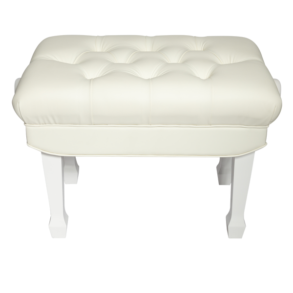 Crown Premium Skirted & Tufted Hydraulic Height Adjustable Piano Bench (White)