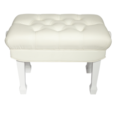 Crown Premium Skirted & Tufted Hydraulic Height Adjustable Piano Bench (White)