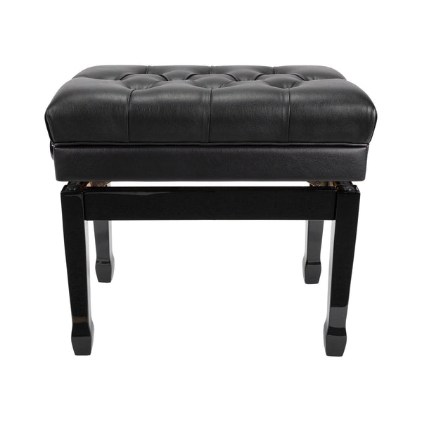 Crown Premium Tufted Double Padded Height Adjustable Piano Stool with Storage Compartment (Black)