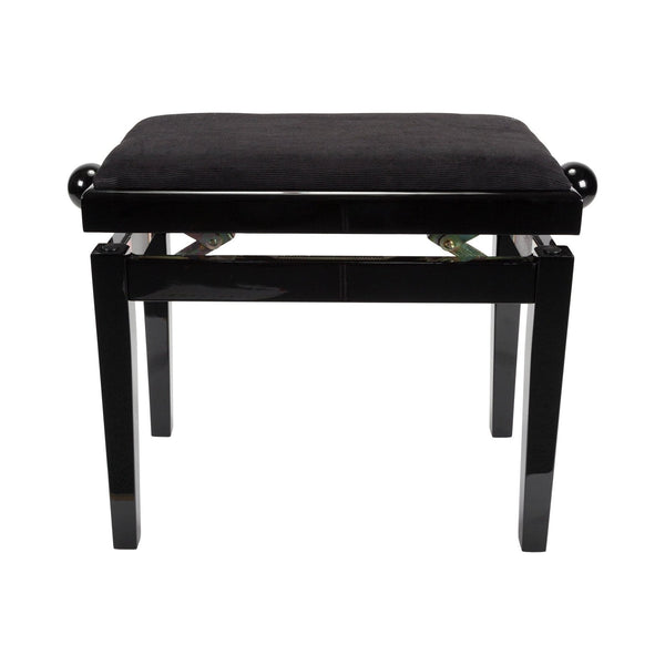 Crown Timber Trim Height Adjustable Piano Stool (Black Velvet)