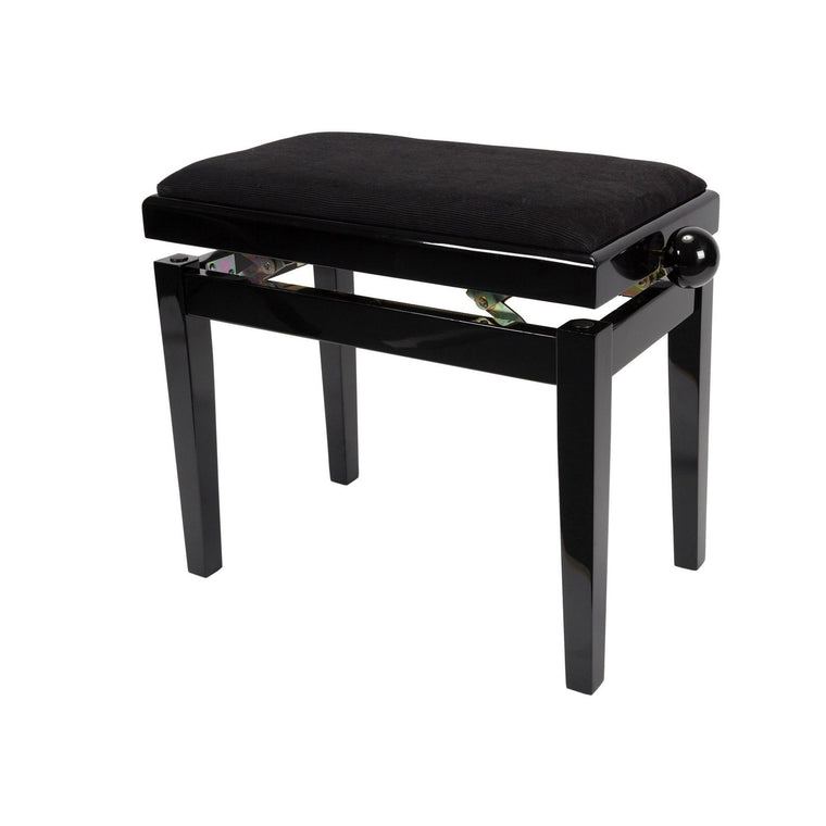 Crown Timber Trim Height Adjustable Piano Stool (Black Velvet)