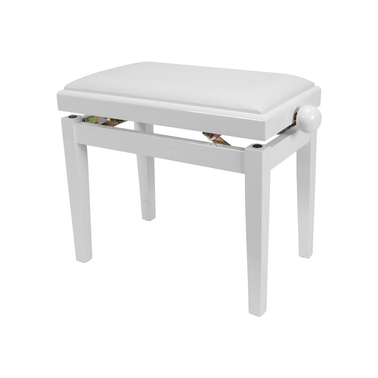 Crown Timber Trim Height Adjustable Piano Stool (White)