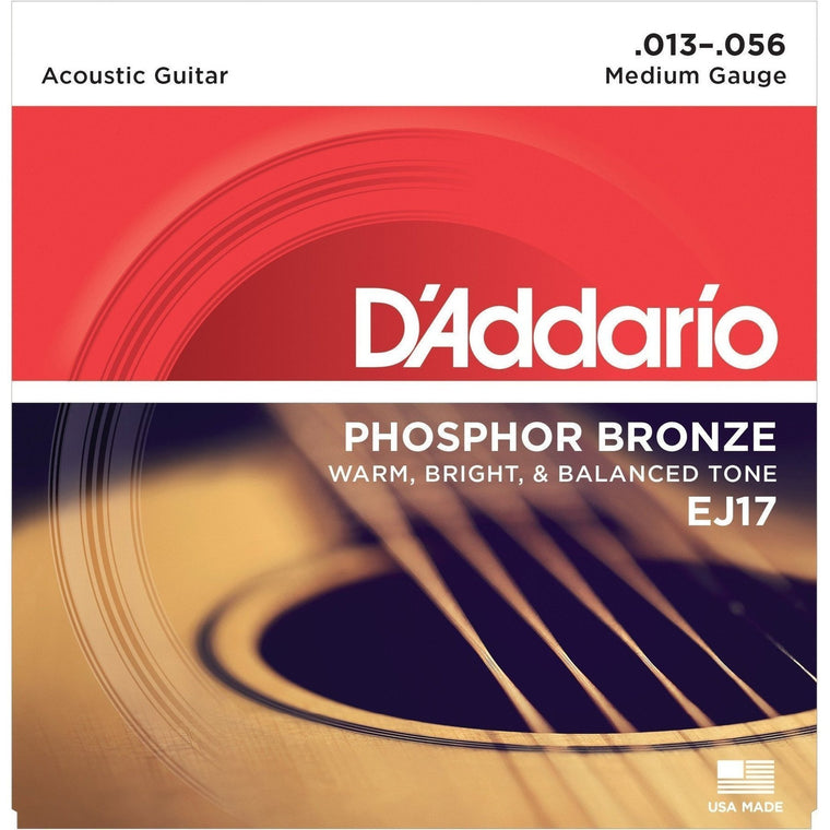 D'Addario EJ17 Medium Phosphor Bronze Acoustic Guitar Strings (13-56)