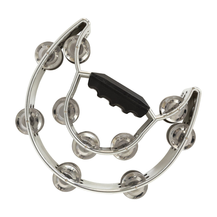 Drumfire Double Row Half Moon Tambourine (Chrome)