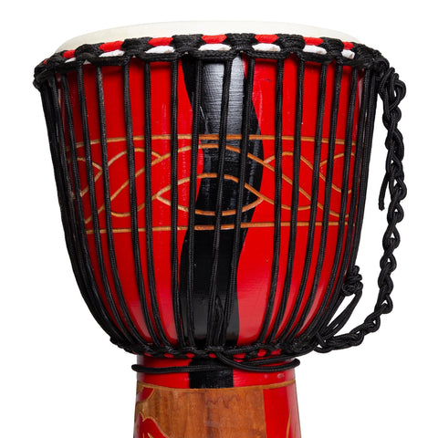 Drumfire 'Majestic Series' 12" Natural Hide Traditional Rope Djembe (Red)