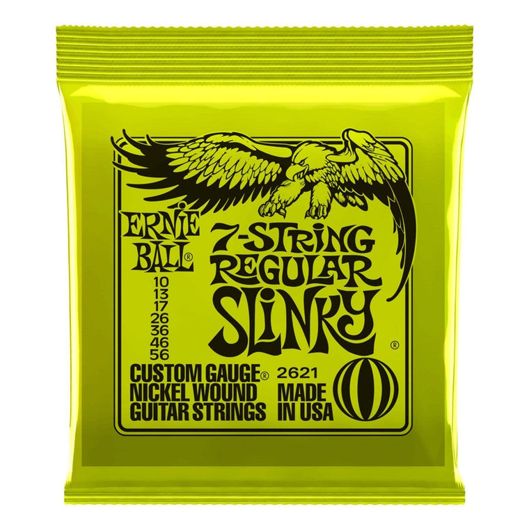 Ernie Ball 2621 Regular Slinky 7-String Nickel Wound Electric Guitar Strings (10-56)