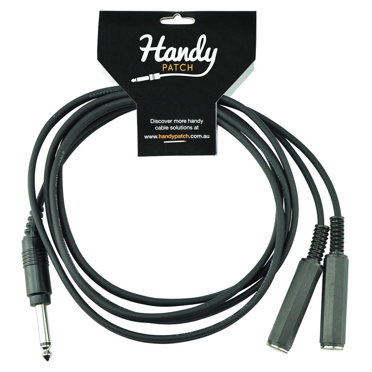 Handy Patch Male Mono Phone to 2 Mono Female Phone-H-P-2P2