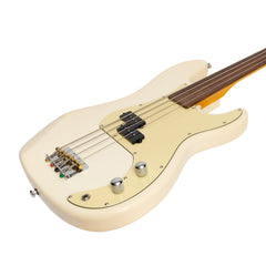 J&D Luthiers 4-String PB-Style Fretless Electric Bass Guitar (Cream)