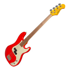 J&D Luthiers 4-String PB-Style Fretless Electric Bass Guitar (Red)