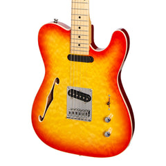 J&D Luthiers Flame Maple Thinline TE-Style Electric Guitar (Cherry Sunburst)