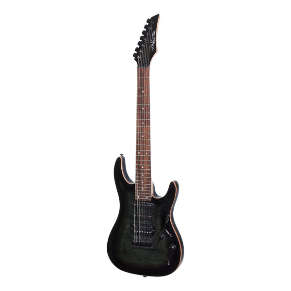 J&D Luthiers IE9 7-String Contemporary Electric Guitar (Transparent Black)-JD-IE97-TBK