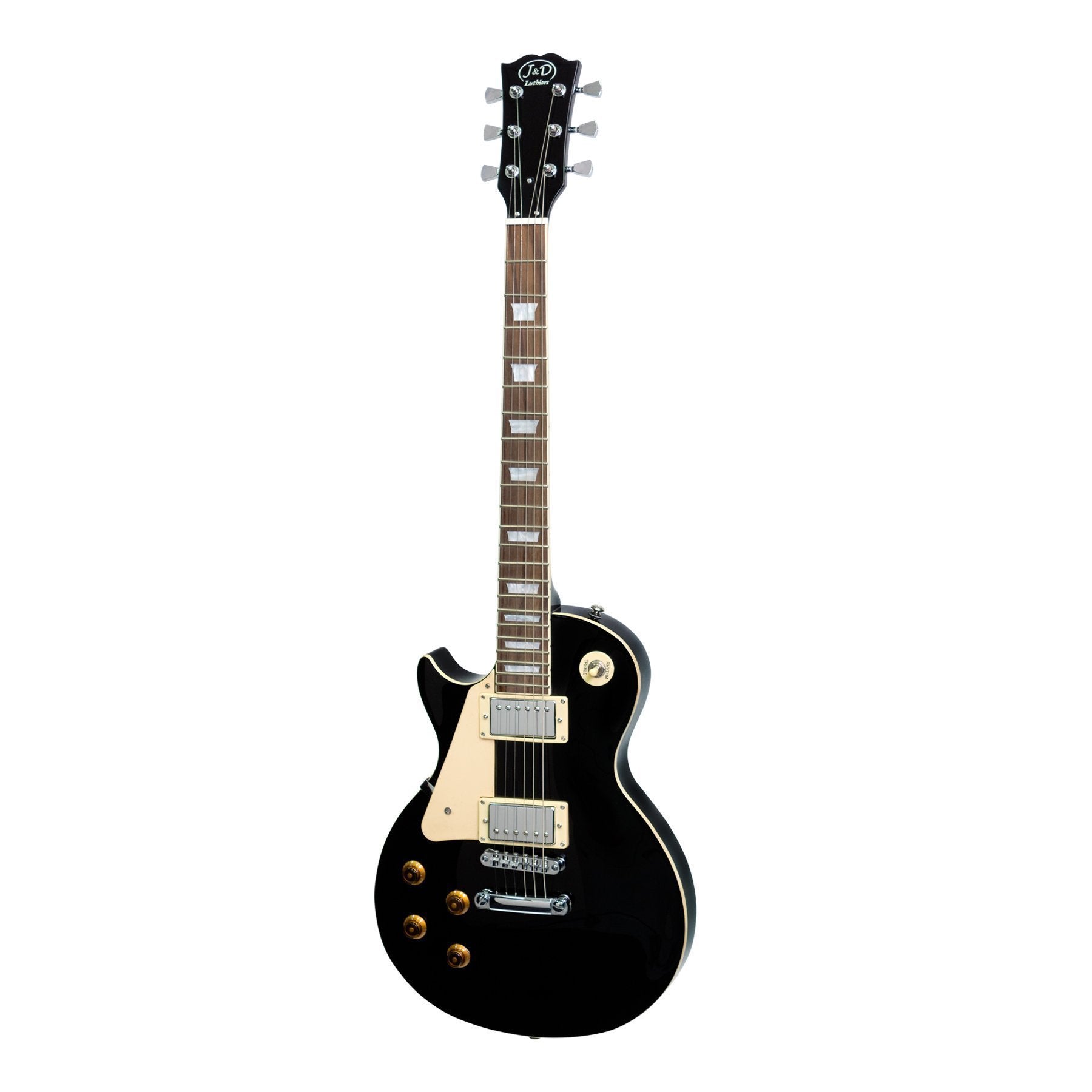 J&D Luthiers LP-Style Left Handed Electric Guitar (Black)-JD-DLPL-BLK