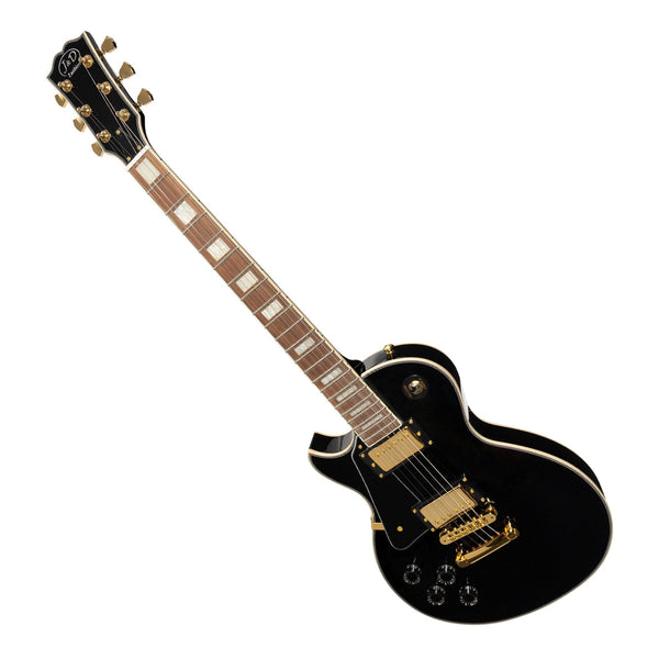 J&D Luthiers Left Handed LP-Custom Style Electric Guitar (Black)