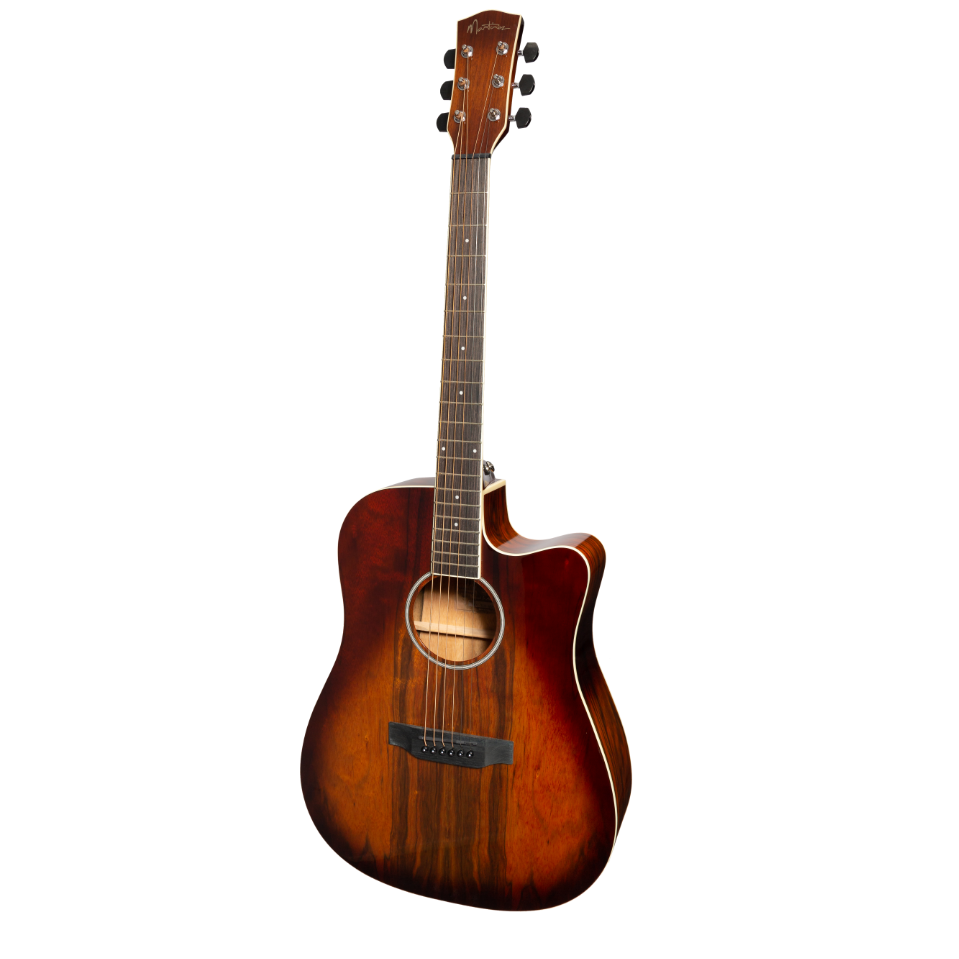 Martinez '31 Series' Daowood Acoustic-Electric Dreadnought Cutaway Guitar (African Brownburst)-MDC-31D-ABB