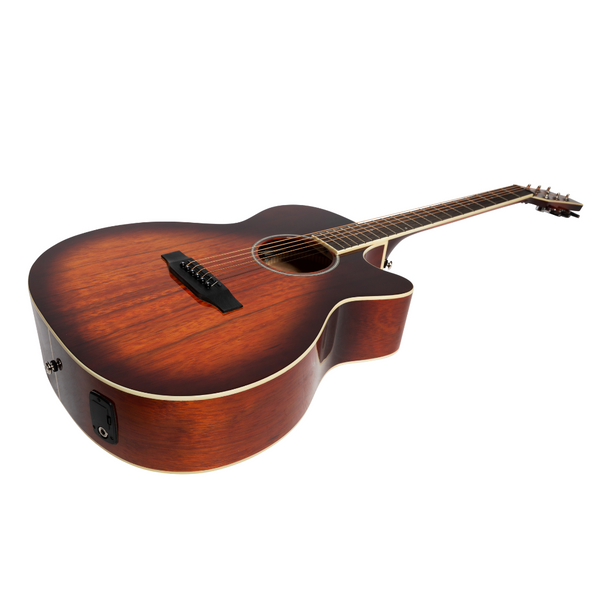 Martinez '31 Series' Daowood Small Body Acoustic-Electric Cutaway Guitar (African Brownburst)