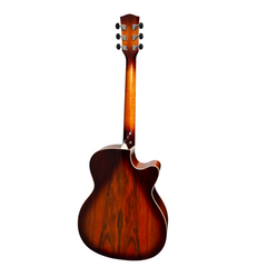 Martinez '31 Series' Daowood Small Body Left Handed Acoustic-Electric Cutaway Guitar (African Brownburst)