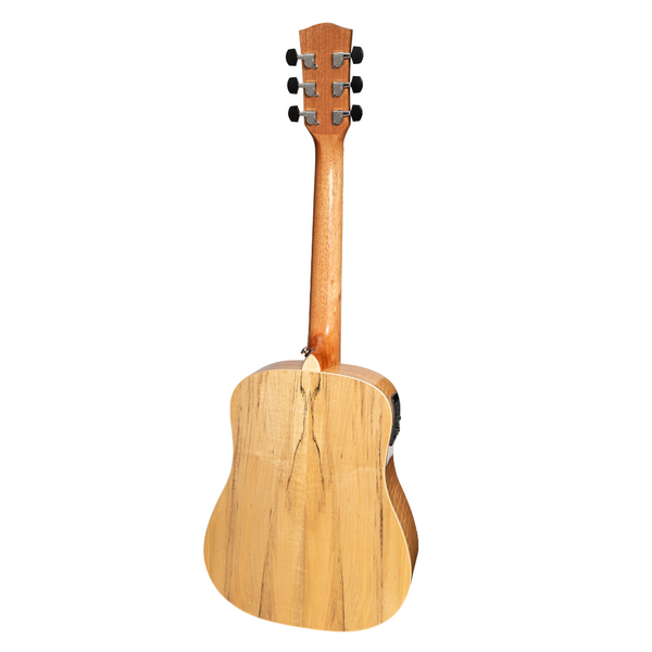 Martinez '31 Series' Spalted Maple Acoustic-Electric Babe Traveller Guitar (Natural Gloss)