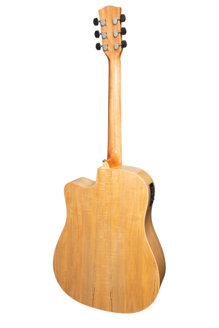 Martinez '31 Series' Spalted Maple Acoustic-Electric Dreadnought Cutaway Guitar (Natural Gloss)