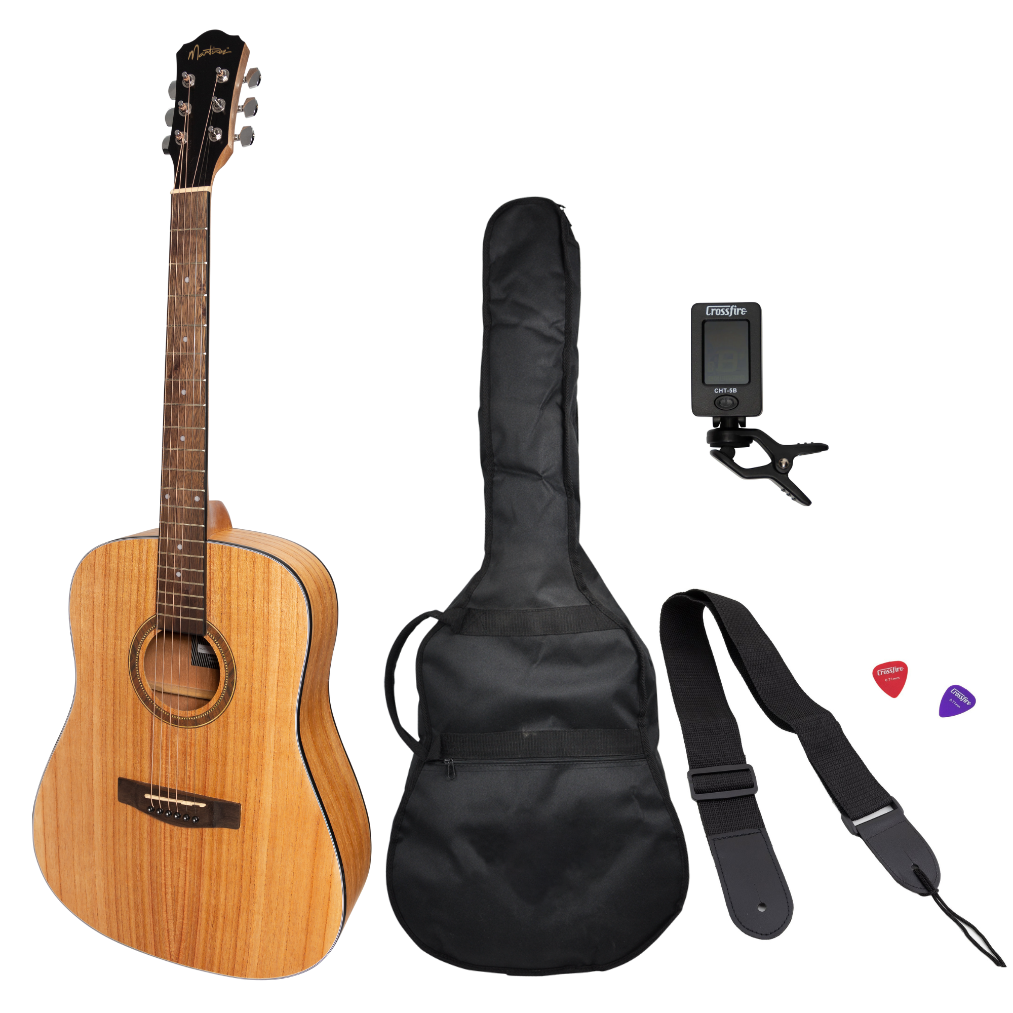 Martinez '41 Series' Dreadnought Acoustic Guitar Pack (Mindi-Wood)