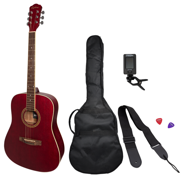 Martinez '41 Series' Dreadnought Acoustic Guitar Pack (Red)