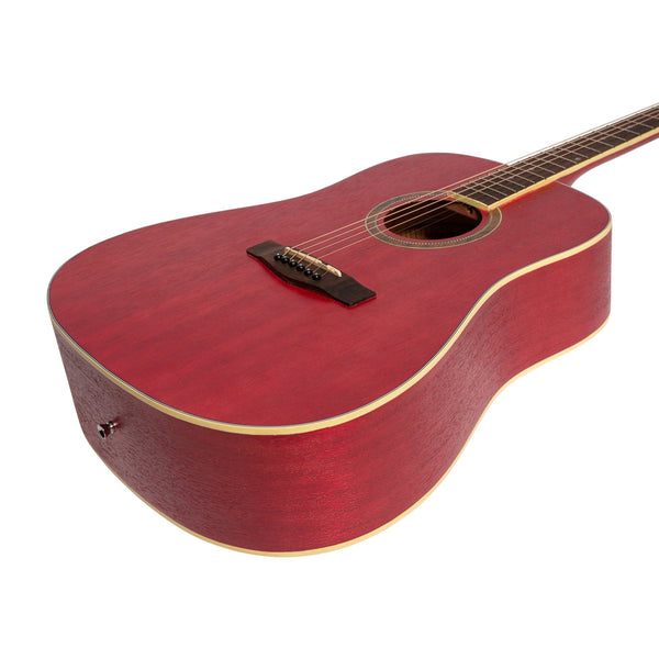 Martinez '41 Series' Dreadnought Acoustic Guitar (Strawberry Pink)