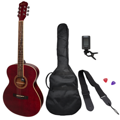 Martinez '41 Series' Folk Size Acoustic Guitar Pack (Red)