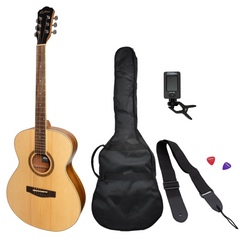 Martinez '41 Series' Folk Size Acoustic Guitar Pack (Spruce/Rosewood)