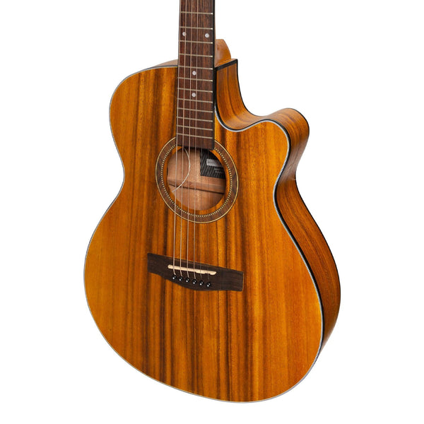 Martinez '41 Series' Folk Size Cutaway Acoustic-Electric Guitar Pack (Koa)