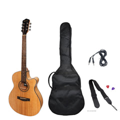 Martinez '41 Series' Folk Size Cutaway Acoustic-Electric Guitar Pack (Mindi-wood)