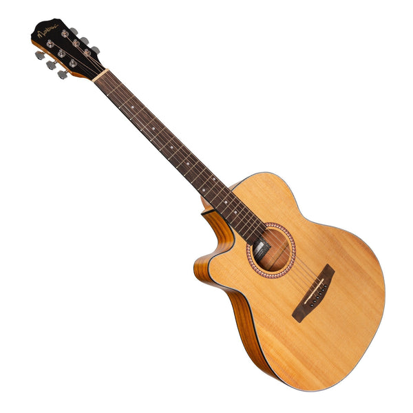 Martinez '41 Series' Left Handed Folk Size Cutaway Acoustic-Electric Guitar (Spruce/Koa)