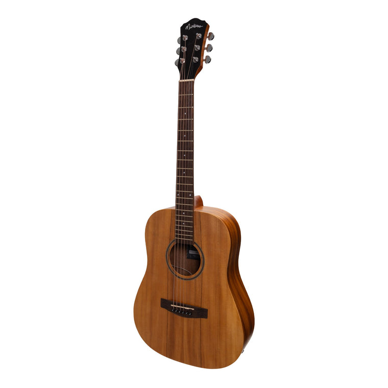 Martinez Acoustic-Electric Middy Traveller Guitar with Built-In Tuner (Koa)