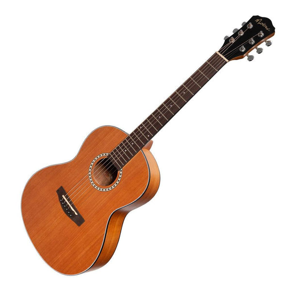 Martinez Acoustic 'Little-Mini' Folk Guitar Pack with Built-In Tuner (Mahogany)