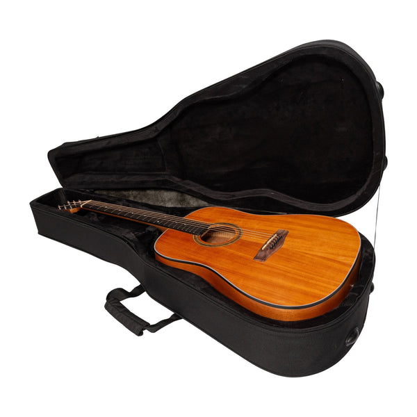 Martinez Deluxe Shaped Acoustic Guitar Polyfoam Case (Black)