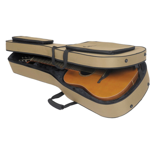 Martinez Deluxe Shaped Acoustic Guitar Polyfoam Case (Tan)