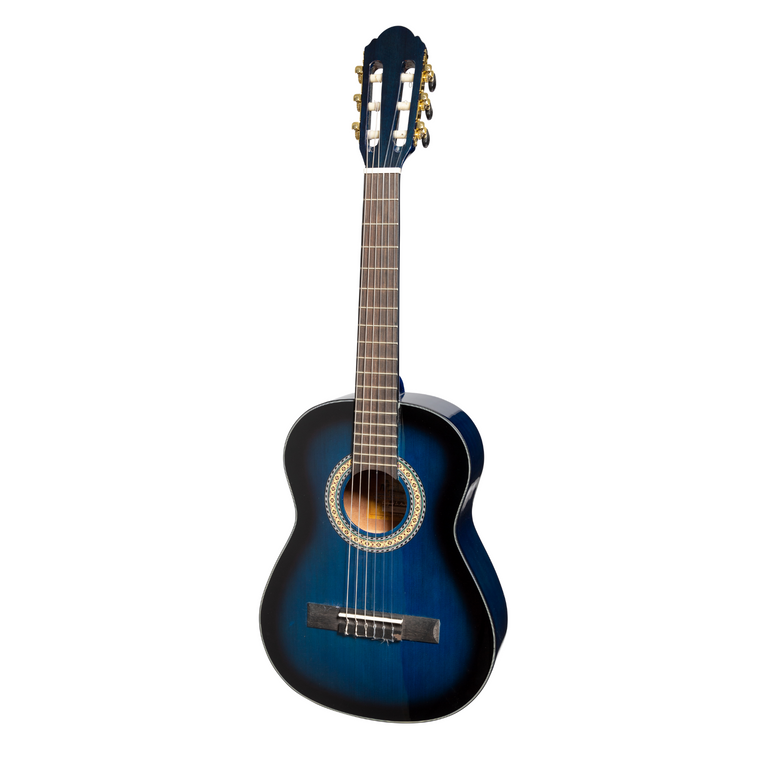 Martinez G-Series 1/2 Size Student Classical Guitar with Built In Tuner (Blue-Gloss)