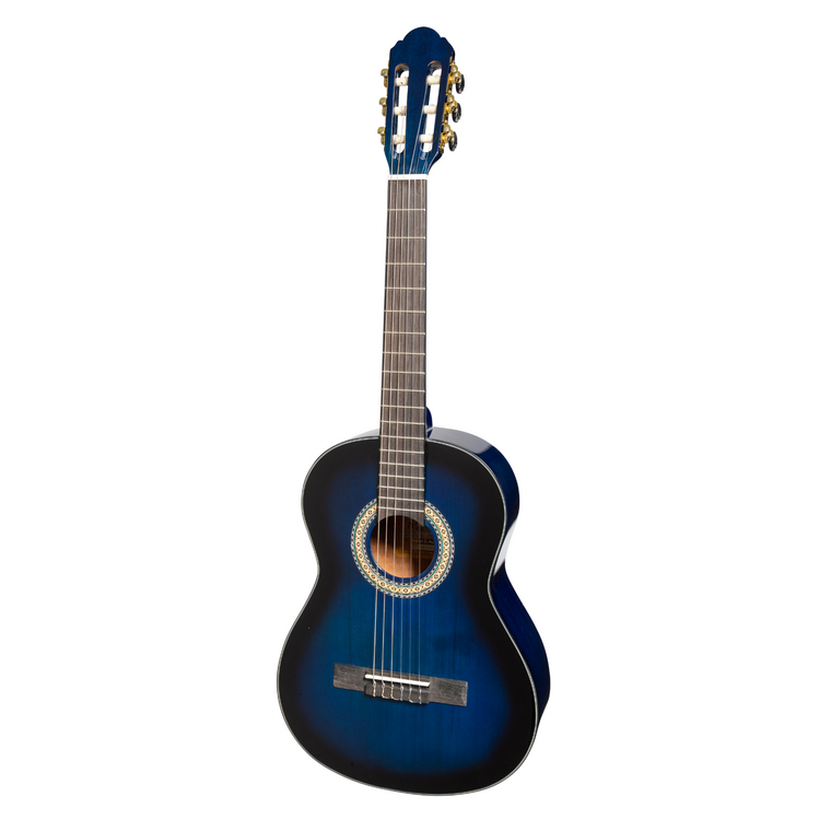 Martinez G-Series 3/4 Size Electric Classical Guitar with Tuner (Blue-Gloss)