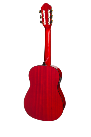 Martinez G-Series 3/4 Size Electric Classical Guitar with Tuner (Trans Wine Red-Gloss)