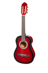 Martinez G-Series 3/4 Size Student Classical Guitar Pack with Built In Tuner (Trans Wine Red-Gloss)