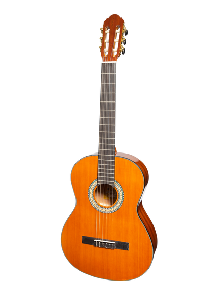 Martinez G-Series Full Size Student Classical Guitar Pack with Built In Tuner (Amber-Gloss)