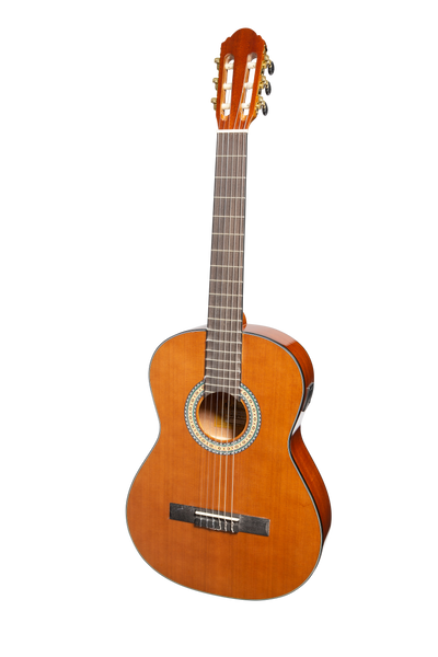 Martinez G-Series Left Handed 3/4 Size Student Classical Guitar Pack with Built In Tuner (Natural-Gloss)