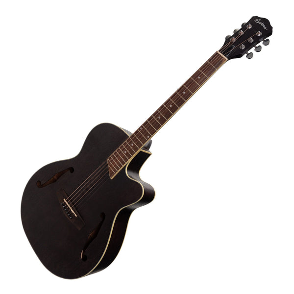 Martinez Jazz Hybrid Acoustic-Electric Small Body Cutaway Guitar (Black)