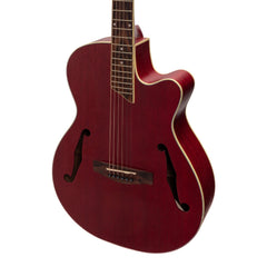 Martinez Jazz Hybrid Acoustic-Electric Small Body Cutaway Guitar (Red)