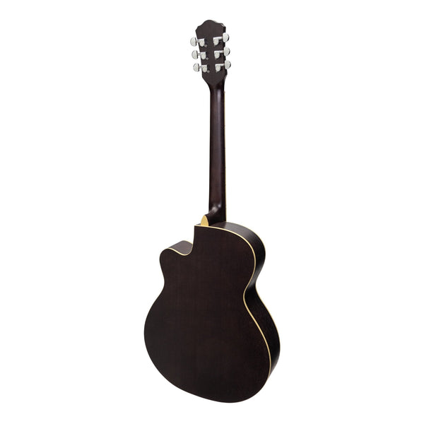 Martinez Jazz Hybrid Acoustic Small Body Cutaway Guitar (Black)