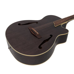 Martinez Jazz Hybrid Acoustic Small Body Cutaway Guitar (Black)