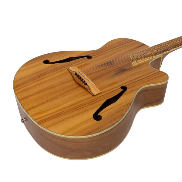 Martinez Jazz Hybrid Acoustic Small Body Cutaway Guitar (Jati-Teakwood)