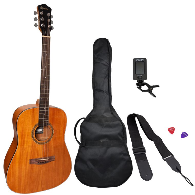 Martinez Left Hand '41 Series'  Dreadnought Acoustic Guitar Pack (Mahogany)