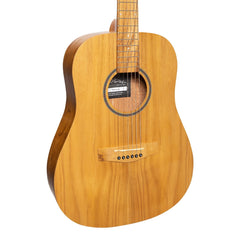 Martinez Left Handed Acoustic Middy Traveller Guitar (Jati-Teakwood)