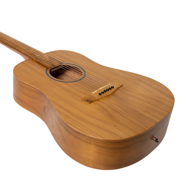 Martinez Left Handed Acoustic Middy Traveller Guitar (Jati-Teakwood)