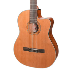 Martinez 'Natural Series' Cedar Top Acoustic-Electric Classical Cutaway Guitar (Open Pore)