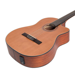 Martinez 'Natural Series' Cedar Top Acoustic-Electric Classical Cutaway Guitar (Open Pore)